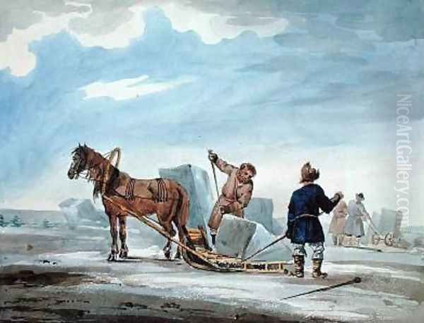 Transporting Ice by Horsedrawn Sledge - view 1
