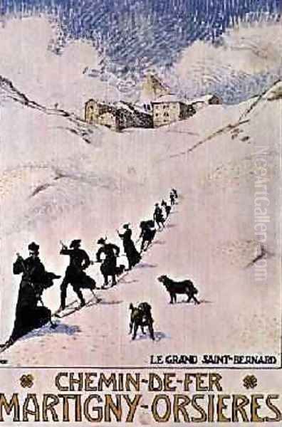 Poster advertising the French railway from Martigny to Orsieres 1913 - view 1