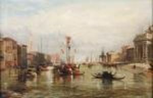 A View On The Grand Canal Venice With The Santa Maria Della Salute On The Right by James Holland