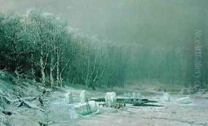 Winter the Laying Off of Ice 1878 by Arseniy Ivanovich Meshchersky