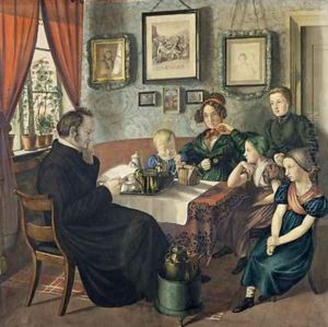 Pastor Johann Wilhelm Rautenberg and his Family 1833 by Carl Julius Milde