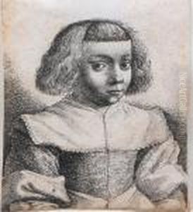 A Young Girl, Possibly After Velasquez by Wenceslaus Hollar