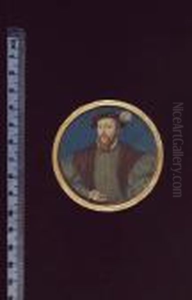 Henry Fitzalan, 12th Earl Of 
Arundel (c.1511-79/80), Wearing Gold-figured Blue-grey Doublet, Fur 
Waistcoat And Black Beret Trimmed With Gold And White Plume - view 1