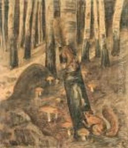 Ekorrar I Skogslandskap by Thorolf Holmboe