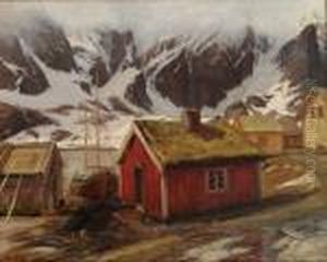 Fiskevaer I Lofoten 1902 by Thorolf Holmboe