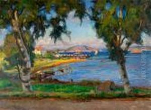 Sommer Ved Kysten Olje Pa Lerret by Thorolf Holmboe