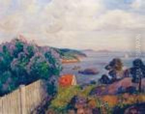 Kystlandskap Med Blomstrende Syriner by Thorolf Holmboe