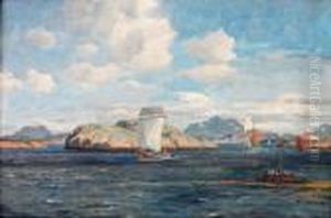 Kystlandskap Med Nordlands-skjekte by Thorolf Holmboe