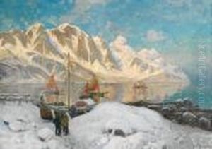 Fiskevaer I Lofoten by Thorolf Holmboe