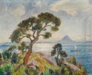 Kystlandskap Med Seilbat Fra Nord-norge by Thorolf Holmboe