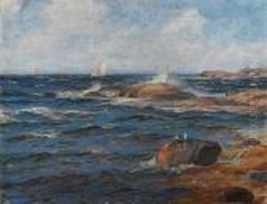 Kystlandskap Med Seilbater Og Sjofugl by Thorolf Holmboe