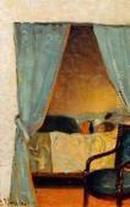 Interior Med Hvilende Kvinne 1890 1890 by Thorolf Holmboe