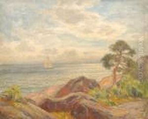 Kystlandskap Og Seilbat by Thorolf Holmboe