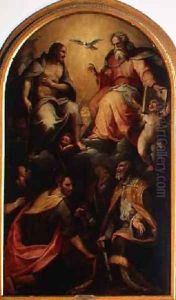 The Holy Trinity with Saints by da San Friano Maso
