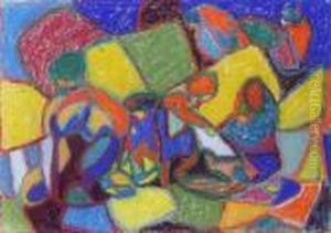 Landschaft Mit Figuren (anbetung) by Adolf Hoelzel