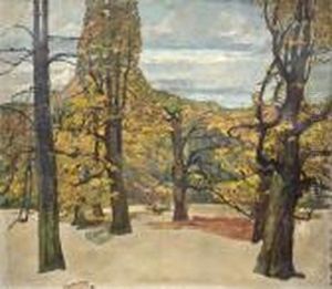 Landschaft Mit Baumen by Adolf Hoelzel