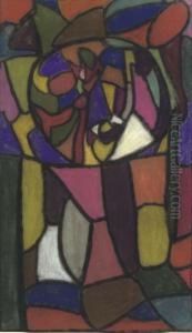 Glasfenster-komposition Mit Kreisbildung - Composition For A Leaded Window by Adolf Hoelzel