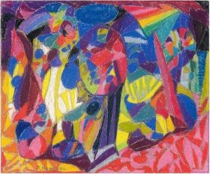 Komposition - Agyptisches
Sommernachtsfest, Rot Gegen Blau (composition: Egyptian Summer Night's
Celebration, Red Against Blue) by Adolf Hoelzel