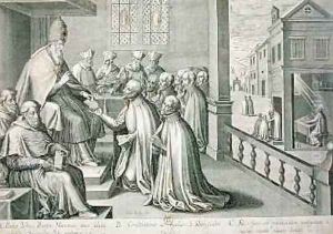 Pope Paul III 1468-1549 Receiving the Rule of the Society of Jesus 1540 by C. Malloy