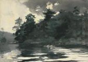 Two Men Rowing On A Lake by Winslow Homer