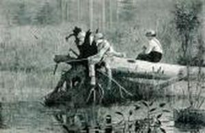 Pair Of Works: Waiting For A Bite And Gloucester Harbor by Winslow Homer