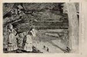 Two Works On The Beach Under The Falls Catskill Mountains by Winslow Homer