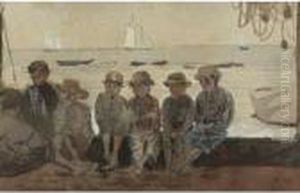 Boys On A Dock (boys Sitting On A Wharf) by Winslow Homer
