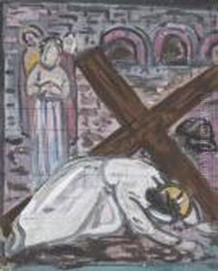 Station Of The Cross - Christ Falls For The First Time by Evie Sydney Hone
