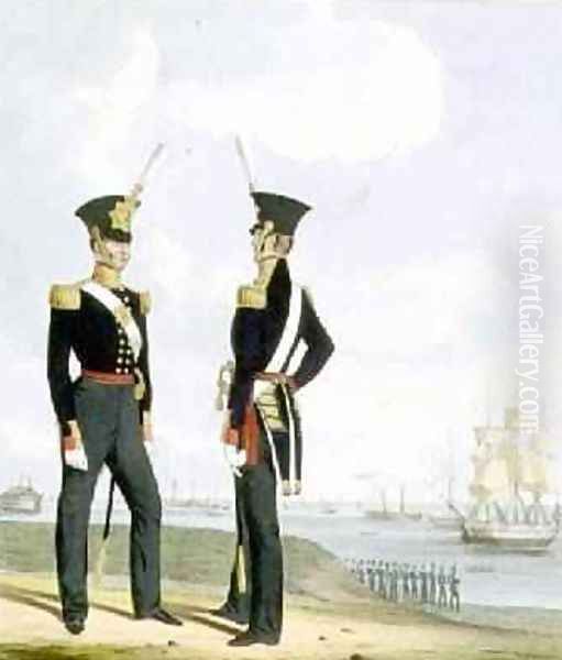 Royal Marine Artillery Officers plate 8 from Costume of the Royal Navy and Marines - view 1