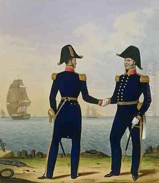 Captains plate 5 from Costume of the Royal Navy and Marines - view 1