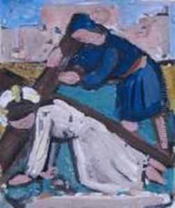 Jesus Falls - Study For Stations by Evie Sydney Hone