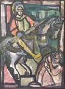 St. Martin Of Tours - Design For Stained Glass Window by Evie Sydney Hone