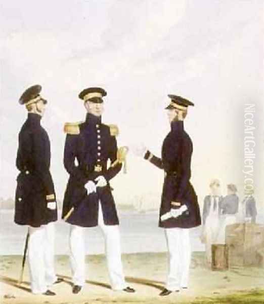 Captain Flag Officer and Commander Undress plate 9 from Costume of the Royal Navy and Marines - view 1