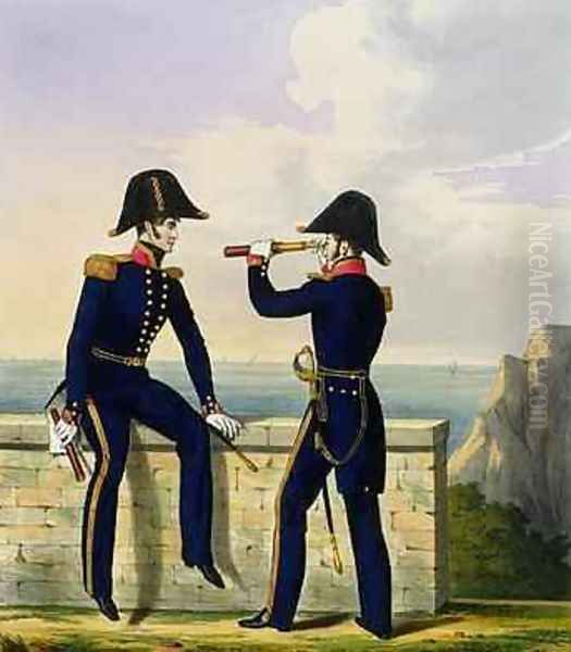Lieutenants plate 1 from Costume of the Royal Navy and Marines - view 1
