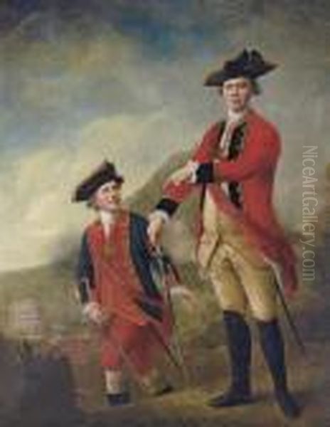 Double Portrait Of
Lieutenant-general The Hon. Philip Sherard Andcaptain William Tiffin, At
The Battle Of Brucke-muhle, 21 September1762, The Former Full-length In
The Uniform Of The 1st Regiment Offoot Guards, The Latter
Three-quarter-length, Car - view 1