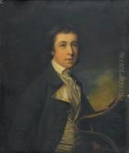 Portrait Of A Naval Cadet, Half-length, In A Green Coat And Holding A Tricorn Hat by Nathaniel Hone