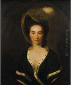 Portrait Of A Lady Wearing A Green Fur-trimmed Shawl by Nathaniel Hone