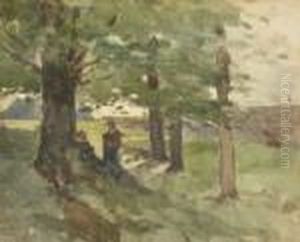 Two Girls Under Trees by Nathaniel Hone
