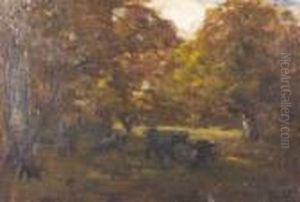 Cattle Grazing Under Trees by Nathaniel Hone