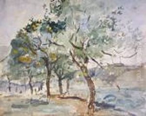 Orange Trees And Path In Sunshine by Nathaniel Hone