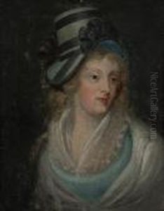 A Portrait Of A Woman With A Blue Hat by John Hoppner