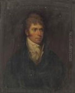 Portrait Of A Gentleman, Bust-length, In A Black Coat And Whitecravat by John Hoppner