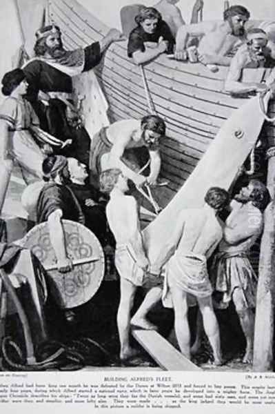 Building Alfreds Fleet illustration from Hutchinsons Story of the British Nation 1920 - view 1