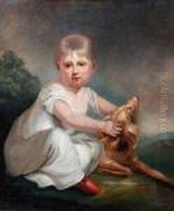 Portrait Of A Young Girl With A Pet Spaniel by John Hoppner