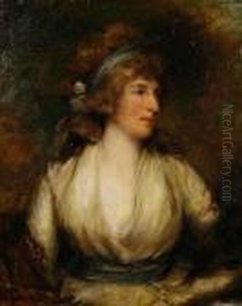 Portrait Of A Lady, Said To Be
Mrs Fitzherbert, Half-length, In A Cream Dress And A Blue Headdress - view 1