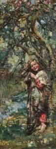 Young Girl By A Tree by Edward Atkinson Hornel