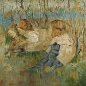 Girls Picking Primroses by Edward Atkinson Hornel