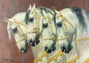 Heads of Four Horses by Oskar Merte
