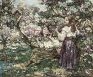 Girls Among The Blossom by Edward Atkinson Hornel