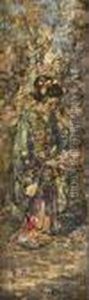 Japanese Girl Gathering Flowers by Edward Atkinson Hornel